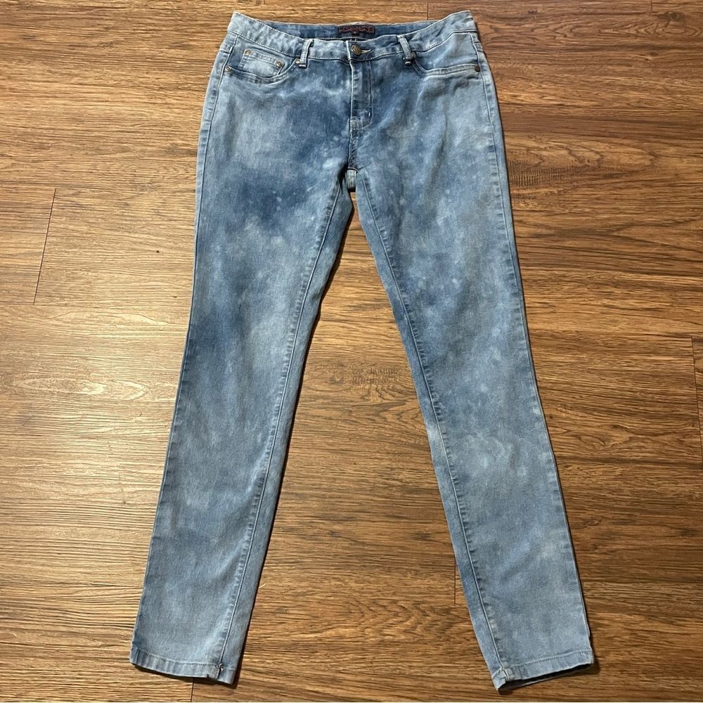 O.S.C. Acid Washed Skinny Jeans Blue White Size 13